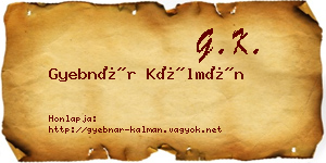 Gyebnár Kálmán névjegykártya